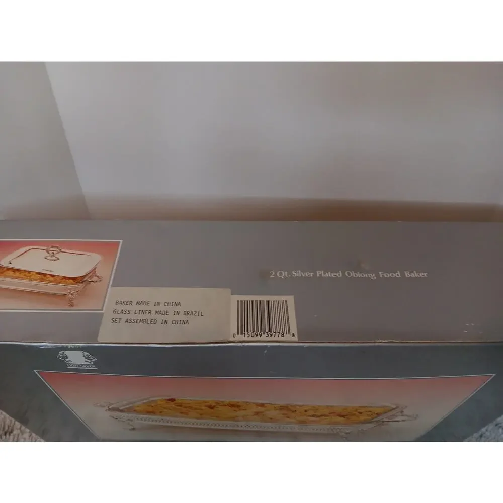 2 Qt Silver Plated Oblong Food Baker with Cover - Never Used